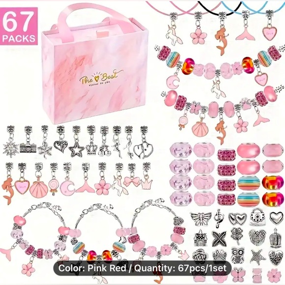 67 Piece Jewelry Making Kit, Bracelet, Pink, NIB💓 - Picture 3 of 3